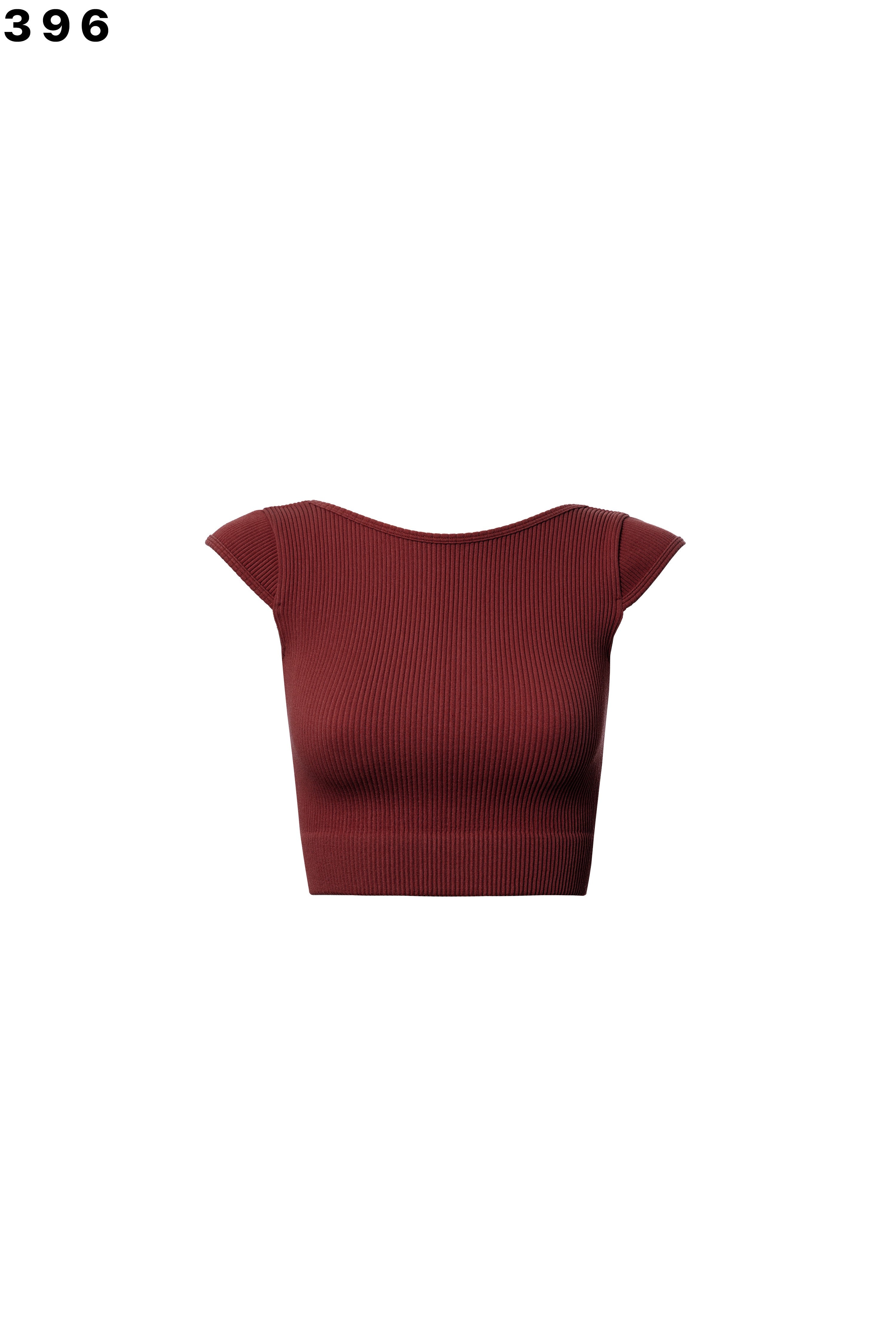 "MILAN" RIBBED SHORT SLEEVE OPEN BACK TOP
