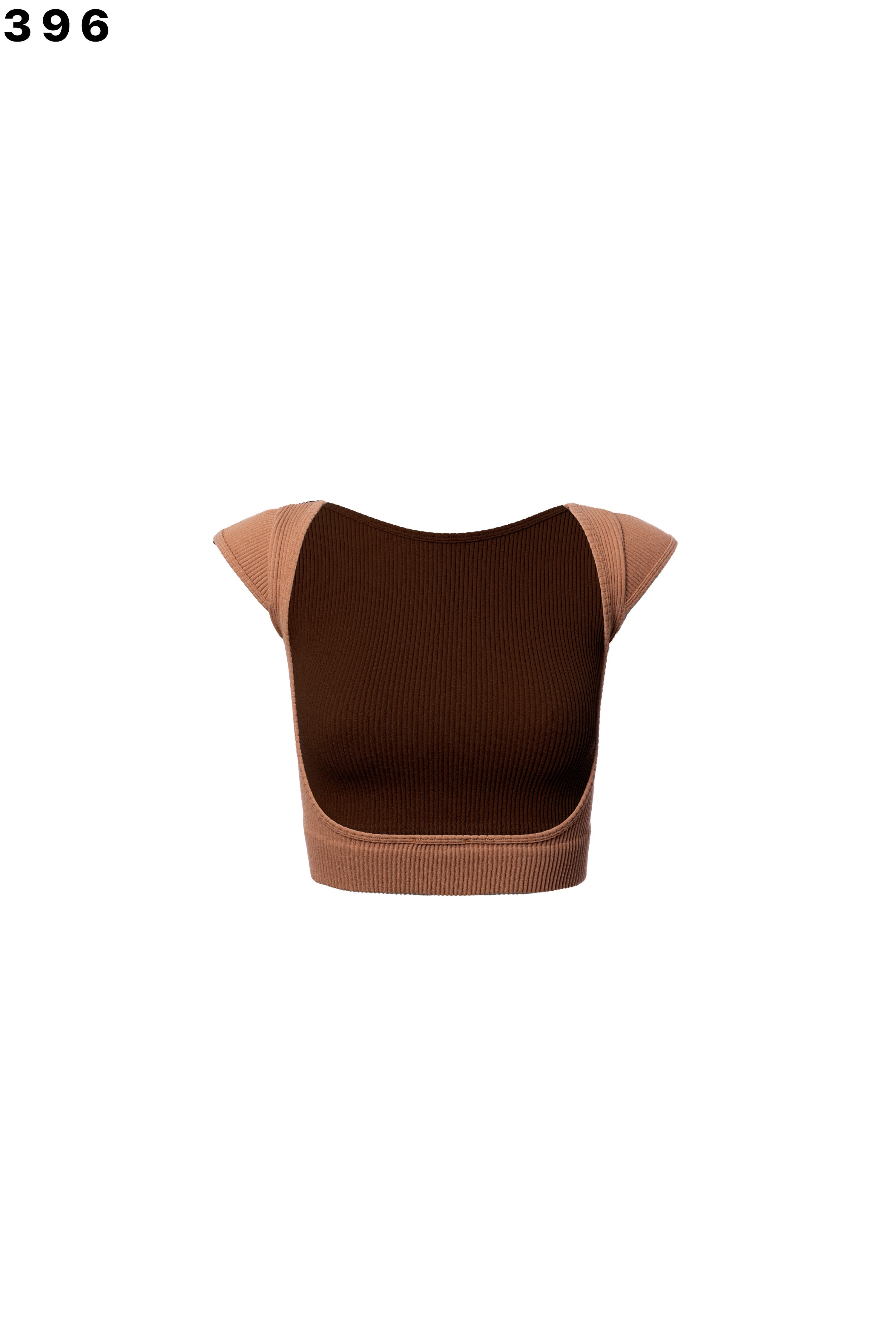 "MILAN" RIBBED SHORT SLEEVE OPEN BACK TOP