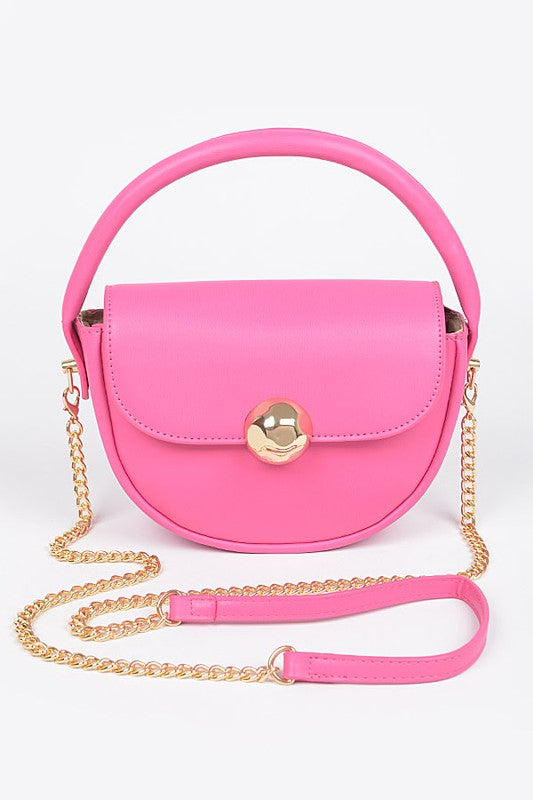 "FRANCES" ROUND TOP HANDLE CLUTCH BAG