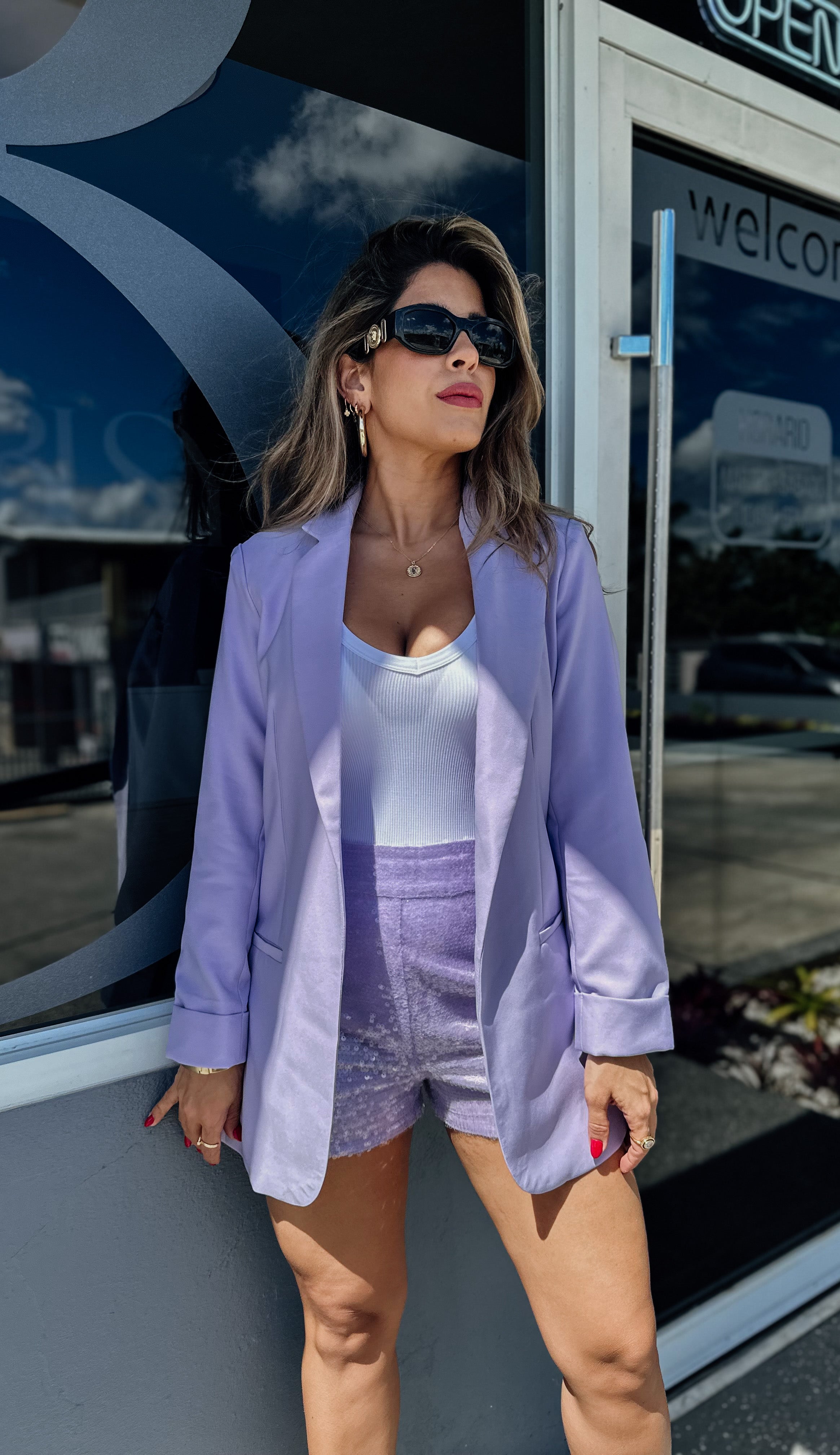 “HERA” LONG SLEEVE BLAZER LILAC