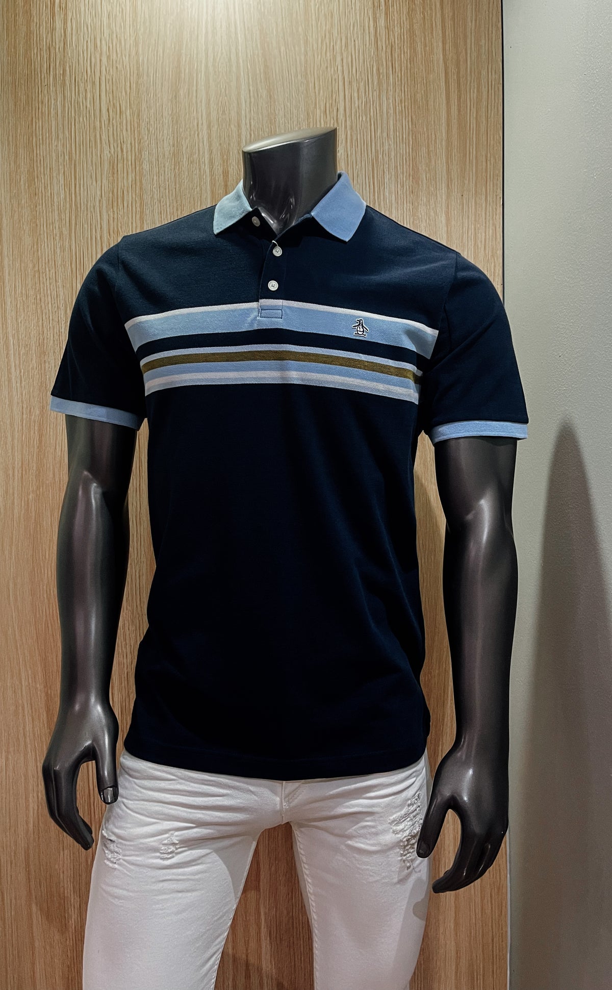 “OG PENGUIN” STRIPE GUSSET TIPPED POLO