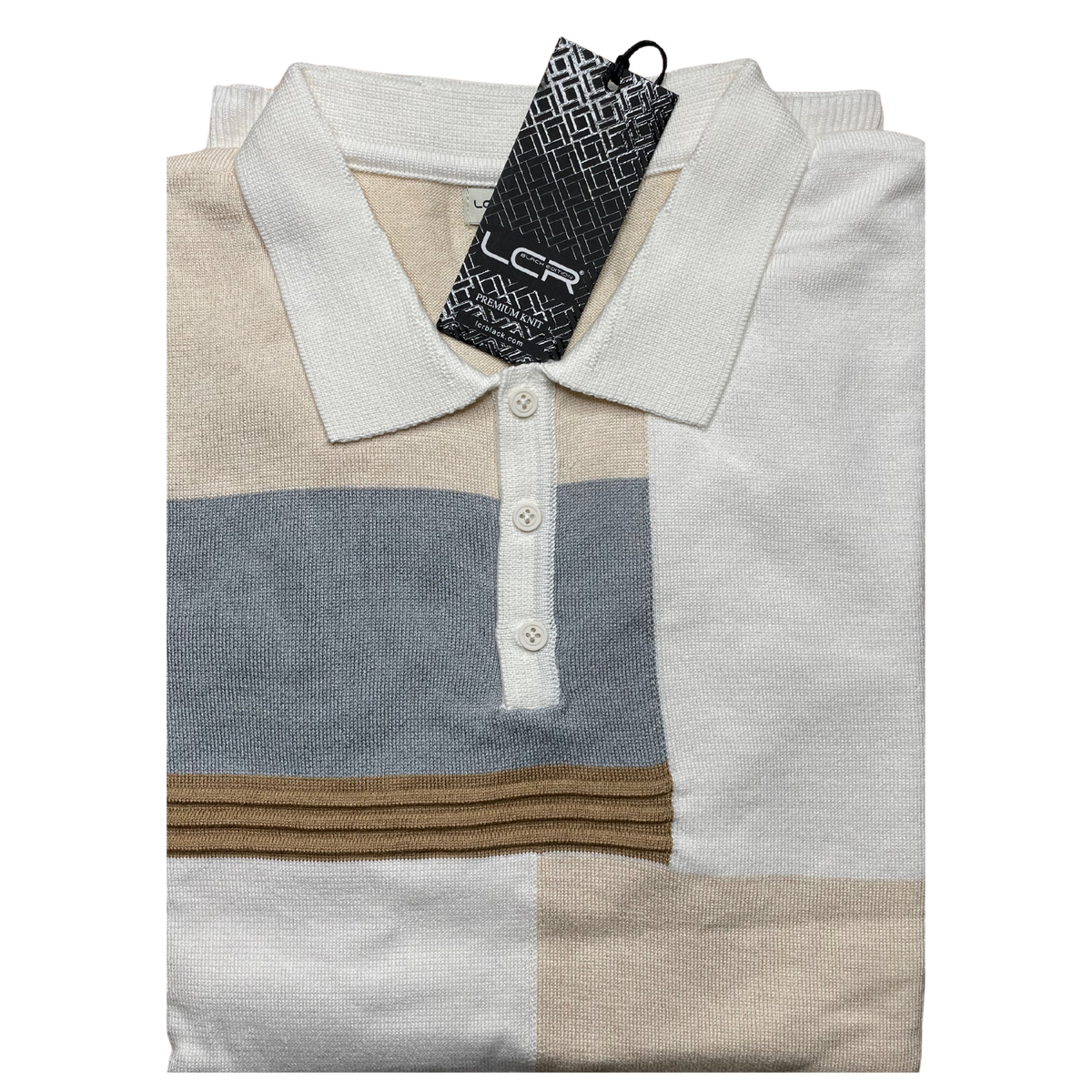 "HARVEY" COLOR BLOCK POLO SHIRT ECRU